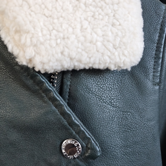 LEVI'S Green Faux-Leather Moto Jacket, S - Picture 4 of 8